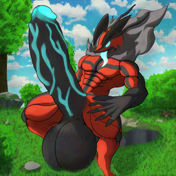 abs anthro balls balls_expansion balls_growth big_balls big_muscles big_penis erection expansion genital_expansion genitals huge_balls huge_penis humanoid_genitalia humanoid_penis hyper hyper_balls hyper_genitalia hyper_penis male muscular muscular_anthro muscular_male penis solo thick_thighs tongue tongue_out vein veiny_penis feyhuevina nintendo pokemon generation_6_pokemon legendary_pokemon pokemon_(species) yveltal 1:1 absurd_res digital_media_(artwork) hi_res