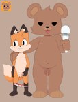 adult_on_child adult_on_young age_difference anthro duo embarrassed genitals male male/male masturbation nipples nude penis presenting sex_toy vibrator young young_anthro young_male kazukiarts pedobear pedobear_(kuma) bear canid canine fox mammal absurd_res hi_res meme