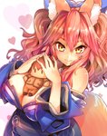 big_breasts breasts brown_body brown_fur clothing female fur hair long_hair pink_hair simple_background solo yellow_eyes wisespeak fate_(series) type-moon caster_tamamo-no-mae animal_humanoid canid canid_humanoid canine canine_humanoid fox_humanoid humanoid mammal mammal_humanoid hi_res