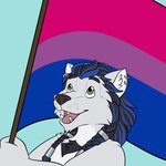 anthro bisexual_pride_colors flag flag_(object) hair holding_flag holding_object lgbt_pride long_hair male multiple_piercings piercing pride_colors solo palehorntea blizzard_entertainment warcraft reingarde canid mammal werecanid werecreature worgen 1:1 2024 animated digital_media_(artwork) english_description short_playtime