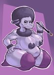 afro anthro areola big_breasts breasts cigarette cigarette_holder clothing elderly_female eyelashes eyeshadow female fur hair hand_on_hip huge_breasts kneeling legwear looking_at_viewer makeup markings mole_(marking) navel neck_tuft nipples overweight overweight_female panties purple_areola purple_background purple_body purple_clothing purple_eyes purple_eyeshadow purple_fur purple_hair purple_legwear purple_nipples purple_panties purple_thigh_highs purple_underwear simple_background solo thigh_highs tuft underwear minty_(artist) illumination_entertainment sing_(movie) nana_noodleman bovid caprine mammal sheep absurd_res hi_res