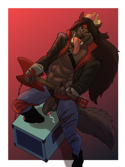 amplifier anthro backless_gloves balls biped black_nose bodily_fluids boots bottomwear brown_body brown_fur claws clothed clothing denim denim_bottomwear denim_clothing electric_guitar fangs fingerless_gloves footwear foreskin fur genital_fluids genitals gloves guitar hair handwear holding_musical_instrument holding_object horn humanoid_genitalia humanoid_penis jacket jeans long_hair long_tongue male muscular muscular_anthro muscular_male musical_instrument open_bottomwear open_clothing open_jacket open_mouth open_pants open_topwear pants partially_retracted_foreskin penis playing_guitar playing_music plucked_string_instrument precum pubes red_background red_eyes rock_out_with_your_cock_out shoes simple_background solo standing step_pose string_instrument teeth tongue tongue_out topwear torn_bottomwear torn_clothing torn_jeans torn_pants vein veiny_penis heartlessfang canid canine canis demon mammal wolf 2019 3:4 hi_res