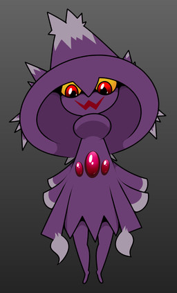 looking_at_viewer open_mouth simple_background smile solo yellow_sclera ekkokenight nintendo pokemon generation_4_pokemon ghost mismagius pokemon_(species) spirit 2019 absurd_res digital_media_(artwork) hi_res