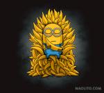 banana clothing eyes_closed food fruit male not_furry overalls plant simple_background solo text what naolito despicable_me game_of_thrones illumination_entertainment humanoid minion_(despicable_me) digital_media_(artwork) english_text url