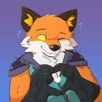 anthro blush clothing dizzy_eyes fur gloves green_clothing handwear happy heart_symbol latex latex_clothing male one_eye_closed orange_body orange_fur smile solo spikes suit white_body white_fur yellow_eyes otherpolanda epic_games fortnite fennix_(fortnite) canid canine fox mammal red_fox true_fox 1:1 hi_res