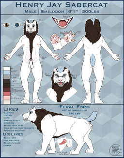 animal_genitalia animal_penis anthro balls big_fangs black_sheath_slit blue_eyes brown_eyes brown_mane eyewear fangs feline_genitalia feline_penis feral fingerpads front_view fur genitals glasses heterochromia looking_at_viewer male male_anthro male_feral mane mouth_closed nipples nude open_mouth pawpads penis pink_nipples pink_pawpads pupils rear_view sheath sheath_slit side_view slit_pupils solo standing teeth text white_balls white_body white_fur white_sheath sketchy_shelby henry_jay felid feline mammal english_text hi_res