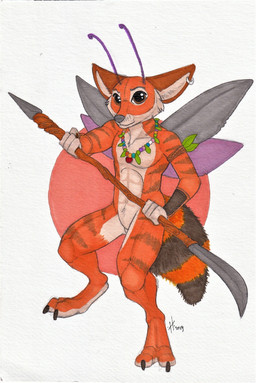 2_toes antennae_(anatomy) anthro arthropod_abdomen athletic athletic_anthro athletic_male brown_eyes ear_piercing ear_ring featureless_crotch feet front_view fur glistening glistening_eyes grey_wings holding_melee_weapon holding_object holding_polearm holding_spear holding_weapon jewelry looking_at_viewer male male_anthro melee_weapon mouth_closed necklace nude piercing polearm purple_antennae purple_wings red_body red_fur ring_piercing simple_background solo spear standing striped_abdomen striped_arms striped_body striped_fur striped_legs stripes toes weapon white_body white_fur wings hufnaar arthropod bee canid canine fennec_fox fox hybrid hymenopteran insect mammal true_fox 2019 absurd_res dated full-length_portrait hi_res portrait