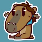anthro black_eyes bottomless brown_body brown_fur brown_hair clothed clothing cursed eyewear fur glasses hair male solo bbsartboutique capybara caviid mammal rodent 1:1 hi_res