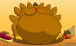 3_toes 5_fingers anthro avian avian_feet beak belly big_belly bird brown_body clothing feathers feet fingers food fruit galliform grinnym hat headgear headwear hi_res holidays huge_belly hyper hyper_belly male moobs morbidly_obese morbidly_obese_anthro morbidly_obese_male obese obese_anthro obese_male overweight overweight_anthro overweight_male phasianid plant pumpkin solo tail tail_feathers talons thanksgiving toes turkey white_talons yellow_beak