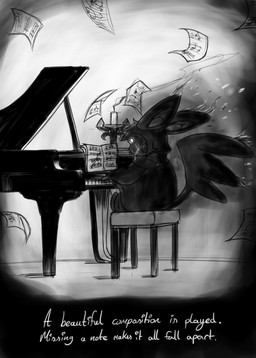 black_body black_fur candle darkness feral fur glowing glowing_eyes grand_piano keyboard_instrument male membrane_(anatomy) music musical_instrument musical_note musical_symbol piano playing_music playing_piano scarf sheet_music sitting smile solo symbol white_body white_fur yellow_body yellow_cheeks yellow_fur moofers-mufa nintendo pokemon pokemon_mystery_dungeon spike_chunsoft emolga generation_5_pokemon mammal pokemon_(species) rodent sciurid hi_res monochrome