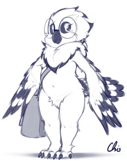 anthro backpack beak black_body black_feathers black_sclera eyewear feathered_wings feathers feet female glasses navel simple_background slightly_chubby solo talons toes white_body white_feathers wings young young_anthro nekocrispy amelia_abernachy avian bird horned_owl owl snowy_owl true_owl 2016 absurd_res black_and_white hi_res monochrome