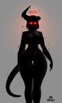 big_breasts black_body black_breasts black_hair black_tail breasts broken_horn featureless_breasts featureless_crotch female front_view glowing glowing_eyes gradient_background hair halo horn looking_at_viewer nude red_eyes red_halo short_hair simple_background smoke solo standing tail thick_thighs thigh_gap psyk323 demon demon_humanoid humanoid shadow_creature digital_drawing_(artwork) digital_media_(artwork) hi_res signature watermark