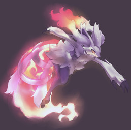 fire flaming_hair flaming_tail fur fusion pokemon_fusion pseudo_hair red_eyes solo tail white_body white_fur shoko_steff nintendo pokemon braixen generation_5_pokemon generation_6_pokemon legendary_pokemon pokemon_(species) reshiram absurd_res hi_res