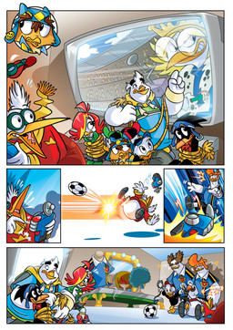 4_fingers 6_panel_comic accessory age_difference anthro ball beak beak_closed black_clothing black_eyebrows black_eyes black_footwear black_shoes blonde_hair blonde_highlights blue_clothing blue_coat blue_hat blue_headband blue_headwear blue_jersey blue_topwear blue_wall bottomless bottomless_anthro bottomless_male bottomwear bound brown_eyebrows brown_hair brown_wall ceiling cleats clothed clothed_anthro clothed_male clothing coat controller crowd crown desk doorway electronics evil_grin eyebrows eyelashes eyes_closed eyewear feather_hair feathers female fingers floating_eyebrows footwear fully_clothed fully_clothed_anthro fully_clothed_male furniture gesture glasses goggles goggles_on_headwear green_bottomwear green_clothing green_eyewear green_goggles green_hat green_headwear green_jacket green_shorts green_topwear grey_bottomwear grey_clothing grey_eyebrows grey_skirt group hair hair_over_eye hand_gesture hat hat_over_eyes headband headgear headwear highlights_(coloring) hit_by_ball hit_by_object holding_controller holding_object holding_remote_control inside jacket kick king larger_anthro larger_male light looking_at_another lying lying_on_ground male midair mirror motion_lines mouth_closed multicolored_hair nervous older_anthro older_male on_back on_ground open_beak open_mouth open_smile orange_beak orange_body orange_eyebrows orange_feathers orange_hair pink_tongue pointing pointing_at_another pseudo_hair red_clothing red_eyebrows red_eyes red_hair red_hat red_headwear remote_control rope round_glasses royalty running scared scarf shoes short_hair shorts size_difference skirt smaller_anthro smaller_female smaller_male smile soccer_ball socks stadium standing table teeth television text thick_eyebrows tongue toothed_beak topwear two_tone_hair wall_(structure) white_body white_bottomwear white_clothing white_feathers white_footwear white_hair white_shorts white_socks wig worried_look yellow_beak yellow_scarf yellow_wristband young young_anthro young_female young_male younger_anthro younger_female younger_male dario_calabria fabio_pochet disney street_soccer_squad bold_(street_soccer_squad) boris_(street_soccer_squad) callie_(street_soccer_squad) dewey_duck dusky_(street_soccer_squad) franklin_(street_soccer_squad) huey_duck king_anthracite_of_karbazia louie_duck anatid anseriform avian bird common_blackbird duck oscine passerine robot_anthro thrush_(bird) true_thrush 2019 absurd_res artist_collaboration colored comic digital_media_(artwork) english_description english_text hi_res lighting official_art shaded brother_(lore) brothers_(lore) sibling_(lore) triplets_(lore)