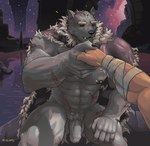 abs anthro balls bandage barazoku belly biceps big_muscles breath breathing cape claws cloak clothing detailed_background duo eye_contact eyebrows fangs first_person_view flaccid foreskin fur genitals grey_body hand_holding human_on_anthro humanoid_genitalia humanoid_penis interspecies kissing kissing_hand looking_at_another male male/male male_pov muscular muscular_anthro muscular_male navel nipples nude pecs penis romantic romantic_couple scar sitting sky smile solo_focus star starry_sky teeth thick_eyebrows vein veiny_penis water wind gavel_(artist) elden_ring fromsoftware blaidd_(elden_ring) canid canine canis human humanoid mammal wolf 2024 2d_animation animated digital_media_(artwork) hi_res loop pixel_(artwork) pixel_animation short_playtime