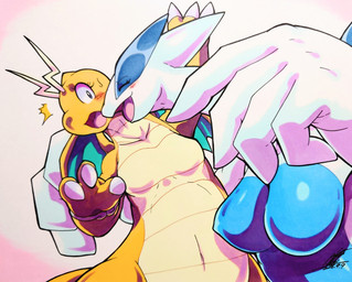 anthro big_breasts blush breasts claws duo featureless_breasts female female/female medium_breasts navel nipple_outline non-mammal_breasts non-mammal_navel nude pokemorph scales smile ventral_scales white_body wings 025aki mythology nintendo pokemon dragon dragonite generation_1_pokemon generation_2_pokemon legendary_pokemon lugia mythological_creature mythological_scalie pokemon_(species) scalie absurd_res hi_res