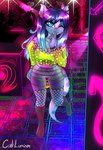 alternative_fashion anthro clothing costume cyberpop dancefloor female genitals j-fashion nude pussy rave solo teasing caliluminos opal_brona reptile scalie snake absurd_res colorful_theme hi_res