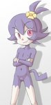 anthro crossed_arms female flat_chested fur genitals navel nipples nude pink_eyes pose purple_body purple_fur pussy solo standing young young_anthro sakuramoto animaniacs animaniacs_(2020) anime-aniacs hulu warner_brothers dot_warner inkblot mammal