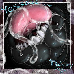 anthro black_body black_fur black_nose bodily_fluids close-up drooling fur grin male saliva smile solo text tongue tongue_out dasherslash ben_(dasherslash) hare lagomorph leporid mammal rabbit 1:1 2026 comic digital_media_(artwork) english_text hi_res