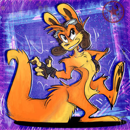 abstract_background clothing eyewear eyewear_on_head feral fingerless_gloves fur gloves goggles goggles_on_head handwear male multicolored_body multicolored_fur orange_body orange_fur pawpads paws pose semi-anthro smile solo two_tone_body two_tone_fur sagelonestar jak_and_daxter naughty_dog sony_corporation sony_interactive_entertainment daxter mammal mustelid ottsel digital_media_(artwork) hi_res