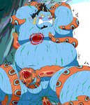 anal anal_penetration anthro belly big_belly blue_body blush bodily_fluids kemono male moobs nipples overweight overweight_male penetration solo sweat tentacle_penetration tentacles aosano_tenpura one_piece jinbe fish-men_(one_piece) marine 2022 hi_res