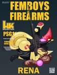 accessory anthro black_sclera brown_hair butt clothing eyelashes femboy fluffy fluffy_tail gloves gun hair handwear leggings legs_up legwear lying male on_back pawpads paws presenting presenting_hindquarters psg-1 qr_code ranged_weapon rifle sniper_rifle solo tail text trigger_discipline weapon marcus_gray bandai_namco digimon femboys_and_firearms heckler_and_koch digimon_(species) renamon 3:4 cover english_text hi_res magazine_cover