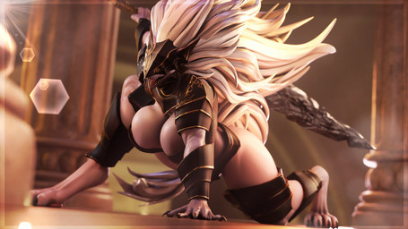 anthro armor big_breasts big_hair blurred_background breasts claws cleavage clothed clothing crossgender digitigrade female fight fighting_pose hair headgear helmet holding_melee_weapon holding_object holding_sword holding_weapon inside lens_flare long_hair melee_weapon open_mouth pose sharp_teeth solo sword tail teeth thick_thighs vambrace weapon white_hair springycharna da.nilkaz_(modeler) elden_ring fromsoftware maliketh_(elden_ring) canid canine canis mammal wolf 16:9 3d_(artwork) 4k absurd_res digital_media_(artwork) full-length_portrait hi_res portrait warm_colors widescreen