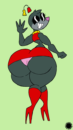 4_fingers anthro big_butt boots bottomwear bubble_butt butt clothed clothing countershade_face countershading crop_top crossdressing curvy_figure eyelashes eyewear femboy fez fingers footwear fur grey_body grey_fur grin hat head_tuft headgear headwear high_heeled_boots high_heels knee_boots knee_highs legwear logo male midriff rear_view shirt shoes skirt small_waist smile solo sunglasses text thick_thighs topwear tuft underwear walking wide_hips thatdawgmurray hanna-barbera secret_squirrel_show super_secret_secret_squirrel morocco_mole eulipotyphlan mammal mole_(animal) aliasing artist_logo artist_name digital_media_(artwork) hi_res signature