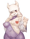anthro big_breasts breasts clothed clothing female flashing flashing_breasts heart_censor heart_symbol nipple_outline simple_background solo onimiere undertale_(series) toriel bovid caprine goat mammal absurd_res censored hi_res