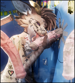 animal_genitalia animal_penis anthro bathroom bodily_fluids brown_body brown_fur cum cum_drip cum_in_mouth cum_inside cum_on_face cum_on_penis degradation dripping equine_genitalia equine_penis erection fur genital_fluids genitals glory_hole golden_markings group hair licking looking_at_viewer looking_pleasured male male/male male_penetrated nude oral penetration penile penis penis_lick public_restroom restroom_stall seductive sex smile submissive tally_marks text tongue tongue_out white_body white_fur writings lill_esp nardoragon 3d_(artwork) absurd_res blender_(artwork) digital_media_(artwork) hi_res