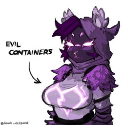 anthro arm_tuft big_breasts breasts empty_eyes eye_scar eyelashes facial_scar female front_view fur hair head_tuft purple_body purple_fur purple_hair purple_hood scar shoulder_tuft simple_background solo text tuft white_background white_eyes white_nose majorlyeclipsed epic_games evil_container fortnite raven_team_leader bear mammal 1:1 low_res meme