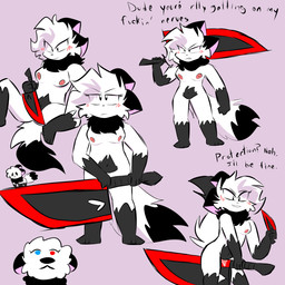 angry anthro bent_arm big_hair big_tail blush bodily_fluids breasts convenient_censorship dialogue female fluffy fluffy_chest genital_fluids hair heterochromia holding_object holding_weapon knife knife_play leaning leaning_forward leaning_on_self looking_at_viewer looking_away looking_up lying markings nude nude_female on_back profanity raised_arm seductive silly simple_background sitting_on_object smug smug_face solo spread_legs spreading standing tail vaginal_fluids weapon weapon_over_shoulder wet deltagalaxia delta_(deltagalaxia) domestic_cat felid feline felis mammal 1:1 colored_sketch digital_drawing_(artwork) digital_media_(artwork) hi_res multiple_scenes sketch trans_(lore) trans_woman_(lore)