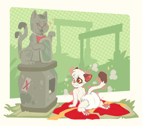 4_toes after_transformation age_regression all_fours ambiguous_gender anthro archway asian_clothing big_diaper blush blush_lines border brown_body brown_ears brown_fur brown_spots brown_tail brown_tail_tip claws clean_diaper clothed clothing confusion curse cursed_object diaper diaper_only dipstick_tail dotted_background east_asian_clothing fangs feet fur head_tuft japanese_clothing kimono markings multicolored_body multicolored_fur pattern_background pawpads pink_inner_ear pink_nose pink_pawpads plant poof_transformation red_clothing red_kimono sculpture shrub simple_background solo sparkles spots spotted_body spotted_face spotted_fur statue sticker tail tail_markings teeth toe_claws toes topless tuft two_tone_body two_tone_fur two_tone_tail wearing_diaper white_body white_border white_diaper white_fur white_tail yellow_sclera young young_anthro bubblepuppers myst_(daxter131) domestic_cat felid feline felis mammal 2024 hi_res