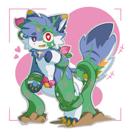 ahegao anthro balls bioluminescence bioluminescent_markings blue_body blue_fur blush erection floral_markings floral_penis flower flower_petals_on_penis fluffy fluffy_tail fur fur_markings genitals glowing glowing_eyes green_body green_fur green_hair hair heart_eyes heart_symbol heterochromia looking_at_viewer looking_pleasured male markings open_mouth parasite pawpads penis petals pink_background plant plant_growth plant_parasite plant_penis rose_petals simple_background smile solo standing tail tail_tuft tuft vines white_body white_fur yellow_pawpads starrin canid canine canis mammal wolf 1:1