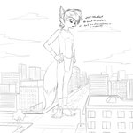 anthro city dialogue footprint humor macro male mostly_nude solo text xtreme7 mordred canid canine fox mammal 1:1 2020 english_text monochrome sketch