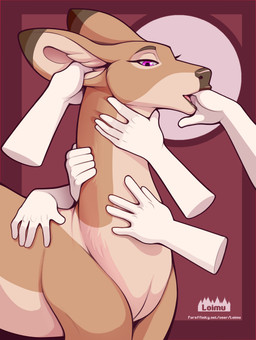 5_fingers countershade_torso countershading female feral finger_in_mouth fingers front_view inner_ear_fluff open_mouth simple_background solo tongue tuft loimu deer mammal 2026 absurd_res digital_drawing_(artwork) digital_media_(artwork) hi_res
