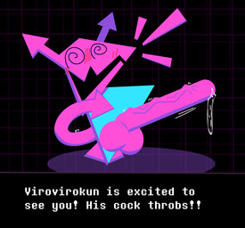 arrow_(anatomy) arrow_pointing_to_crotch balls big_penis blue_body blush blush_lines bodily_fluids dialogue dialogue_box directional_arrow dizzy_eyes dripping genital_fluids genitals huge_penis hyper hyper_genitalia hyper_penis male multicolored_body open_mouth penis pink_body precum precum_drip shadow smile solo text throbbing throbbing_penis unusual_anatomy vein veiny_penis eftiinsfw deltarune undertale_(series) darkner virovirokun 2021 absurd_res digital_media_(artwork) english_text hi_res