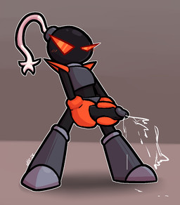 big_penis black_penis bodily_fluids boots clothing cum cum_on_penis cumshot ejaculation erection footwear genital_fluids genitals glans gloves grey_boots grey_clothing grey_footwear grey_glans handwear huge_penis knee_boots knee_highs legwear machine male masturbation not_furry orange_clothing orange_eyes orange_gloves orange_handwear orgasm penile penile_masturbation penis shoes solo two-handed_masturbation ultilix bomb_humanoid bombot_(puchipi) humanoid robot 2026