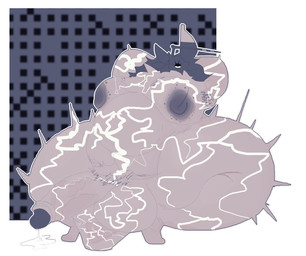 1_ear 1_eye antennae_(anatomy) anthro armpit_hair balls belly big_penis bodily_fluids body_hair breasts cum cybernetics electricity fur genital_fluids genital_raphe genitals grey_body grey_fur hair hyper machine male nude penis presenting pubes raphe_(anatomy) scrotal_raphe simple_background white_body wide_hips hy_polaris hy-3_(hy_polaris) robot