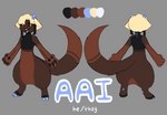 2_horns 4_fingers anthro bangs belly big_butt black_hair black_markings black_nose black_pawpads black_sclera blonde_hair blue_claws blue_hooves blue_horn bottom_heavy brown_body brown_fur butt butt_heart claws cloven_hooves cross dewclaw_hooves ear_tails ears_down eye_markings eyebrows facial_markings fangs finger_claws fingers fluffy fluffy_tail fur gloves_(marking) hair handpaw head_markings hooves horn inner_ear_fluff long_torso looking_at_viewer male markings open_mouth open_smile pawpads paws pear-shaped_figure pink_tongue pivoted_ears pointy_ears prick_ears rear_view ring_(marking) semi-anthro short_hair small_waist smile solo tail tail_markings teeth text three-quarter_view tongue tuft unguligrade upturned_eyes wide_hips yellow_eyes dreamscreep aai_(dreamscreep) hybrid absurd_res digital_media_(artwork) english_text full-length_portrait hi_res model_sheet portrait procreate_(artwork) nonbinary_(lore) trans_(lore) trans_man_(lore)