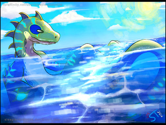 bioluminescence black_border blue_markings border cloud countershading glowing markings solo sun tail water sleeplesstotodile mythology lantis_atoll_(sleeplesstotodile) aquatic aquatic_dragon dragon mythological_creature mythological_scalie scalie 2016 4:3