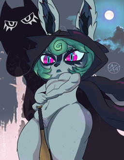 alternative_fashion angry anthro areola breasts clothing disgust duo female genitals goth green_hair grey_body hair holding_object holding_weapon hood hoodie makeup pink_eyes rabbit_ears shadow solo standing topwear vulva weapon cazinkwolf league_of_legends riot_games tencent shadow_(lol) vex_(lol) mammal shadow_creature spirit yordle absurd_res digital_drawing_(artwork) digital_media_(artwork) hi_res shaded signature source_request