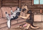 after_anal after_sex animal_genitalia animal_penis anthro anthro_on_feral anus balls bestiality black_body black_fur bodily_fluids canine_genitalia canine_penis cum cum_from_ass cum_in_ass cum_inside cum_on_penis duo ejaculation erection eyes_closed feral fur furniture genital_fluids genitals heart_symbol inside intraspecies intraspecies_bestiality kneeling knot knotted_penis male male/male mouth_closed on_sofa orange_body orange_eyes orange_fur penis red_penis red_tongue sofa tongue tongue_out vase white_balls white_body white_fur window kola_(artist) border_collie canid canine canis collie domestic_dog german_shepherd herding_dog mammal pastoral_dog sheepdog
