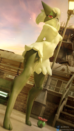anthro athletic athletic_anthro athletic_female breasts female female_anthro fur green_body hair looking_at_viewer mask nipples nude nude_anthro nude_female one_eye_closed outside red_eyes small_breasts smile smiling_at_viewer solo standing wearing_mask white_body white_fur white_hair wink winking_at_viewer samtrix seriuswolf_(modeler) nintendo pokemon felid feline generation_9_pokemon mammal meowscarada pokemon_(species) 3d_(artwork) 4k 9:16 absurd_res digital_media_(artwork) hi_res