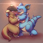 bodily_fluids duo female female/female feral fight french_kissing genital_fluids genitals kissing making_out pussy saliva saliva_string sweat tongue tongue_out vaginal_fluids tourmalice nintendo pokemon generation_1_pokemon kangaskhan nidoqueen pokemon_(species) 1:1 hi_res