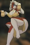 alcohol anthro barmaid beer beverage big_breasts breasts clothed clothing container corset cup female fur hair holding_container holding_cup holding_mug holding_object jewelry lingerie looking_at_viewer mug multicolored_body multicolored_fur necklace open_mouth smile solo tankard thick_thighs topwear coloredprinter bethesda_game_studios microsoft nintendo pokemon skyrim the_elder_scrolls papercut_(character) canid canine canis generation_7_pokemon lycanroc mammal midnight_lycanroc pokemon_(species) wolf 2:3 absurd_res digital_media_(artwork) hi_res