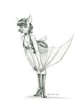 anthro bat_wings bedroom_eyes boots breasts choker cleavage clothed clothing dress ear_piercing ear_ring female footwear fur hair high_heeled_boots high_heels jewelry membrane_(anatomy) membranous_wings narrowed_eyes necklace piercing ring_piercing scut_tail seductive shoes short_tail smile solo tail veiny_wings winged_arms wings baron_engel bat mammal 2023 greyscale hi_res monochrome traditional_media_(artwork)