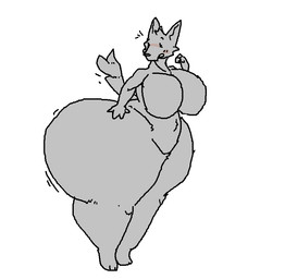 anthro big_breasts big_butt blush blush_lines breasts butt digitigrade featureless_breasts featureless_crotch female grey_body hand_on_butt huge_breasts huge_butt huge_thighs hyper hyper_breasts hyper_butt hyper_thighs inner_ear_fluff monotone_body motion_lines simple_background solo standing tail thick_calves thick_thighs three-quarter_view tuft white_background 6saw789 canid canine canis mammal wolf 2024 aliasing digital_drawing_(artwork) digital_media_(artwork)