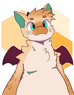 anthro eyebrows fluffy front_view fur green_eyes green_inner_ear horn iris light_body light_fur multicolored_body multicolored_fur pupils solo tan_body tan_fur teeth wings nikowari_(artist) mythology moka_(ivycomb) dragon furred_dragon furred_scalie mythological_creature mythological_scalie scalie 2022 absurd_res hi_res