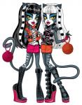 ball_of_yarn black_hair breasts clothing duo eyeshadow female fingerless_gloves gloves hair handwear lips lipstick looking_at_viewer makeup simple_background thick_lips topwear vest what white_background white_hair yarn yellow_eyes glen_hanson kellee_riley mattel monster_high meowlody purrsephone animal_humanoid cat_humanoid felid felid_humanoid feline feline_humanoid humanoid mammal mammal_humanoid official_art sibling_(lore) sister_(lore) sisters_(lore) twins_(lore)